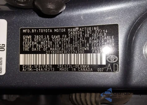 2014 Toyota Corolla Le z USA, uszkodzony, nr VIN 2T1BURHE8EC224390